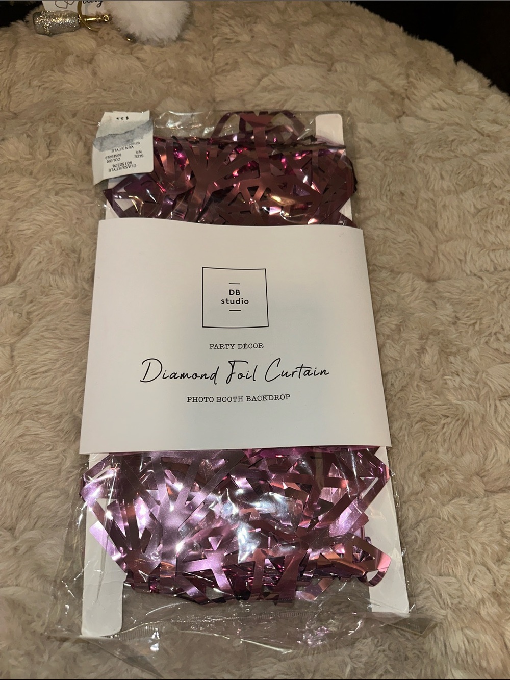 David's Bridal Pink Metallic Diamond Foil Curtain Photo Booth Backdrop